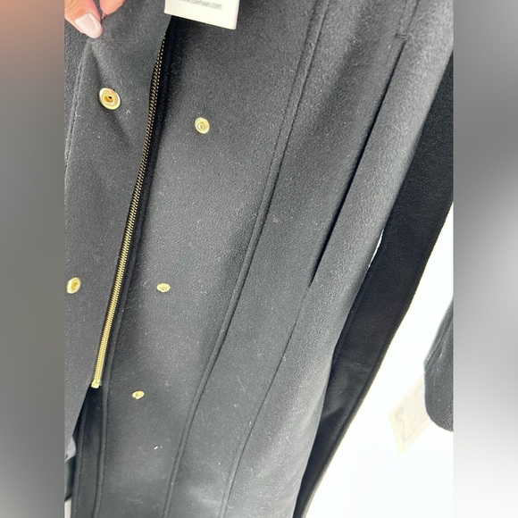 NWT Cole Haan Signature Slick Belted Long Coat Wool Blend Zip Snap Size 6 - Picture 10 of 16